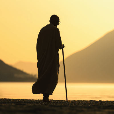 Silhouette of Gandhi on the Beach