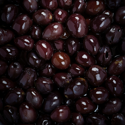 Dramatic Overhead of Kalamata Olives