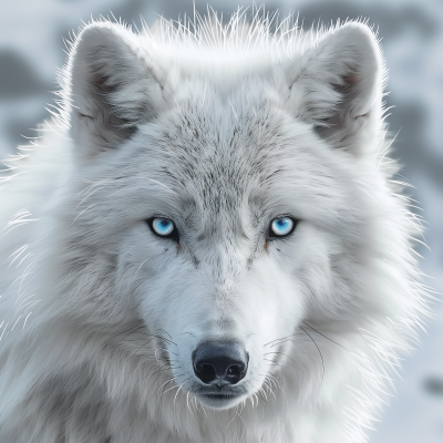 White Wolf with Blue Eyes