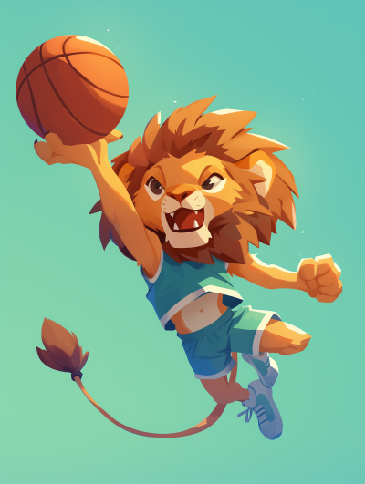 Lion Playing Basketball