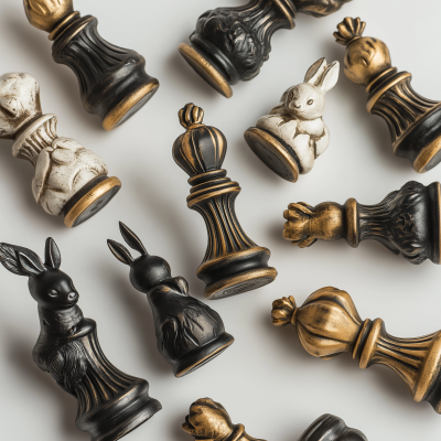 Antique Rabbit Chess Pieces