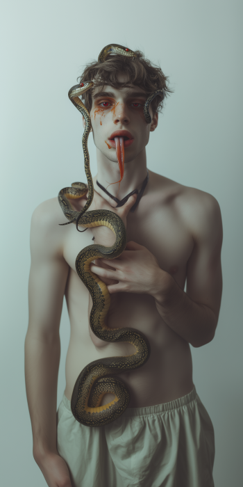 Young Man with Snake Hair