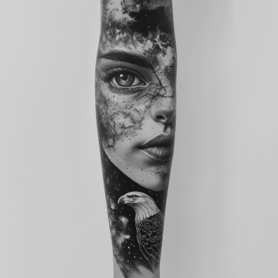 Modern Black and White Tattoo Design