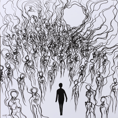 Abstract Line Drawing of Happiness