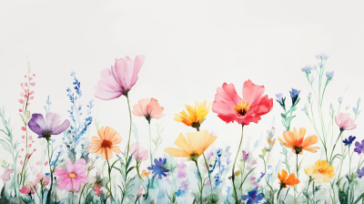 Watercolor Field of Flowers