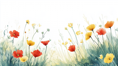 Watercolor Field of Flowers