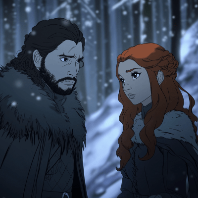 Jon Snow and Sansa Stark in the Snow