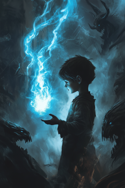 A Boy with Blue Flame