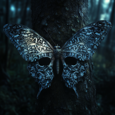 Night Butterfly with Skull Pattern