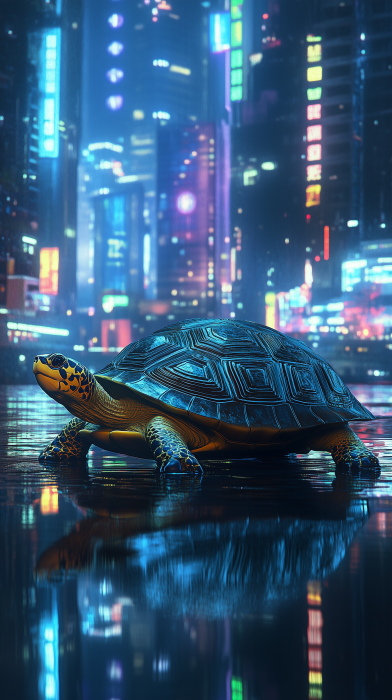 Turtle in a Futuristic City