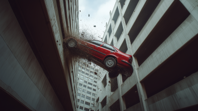 Car Falling Through Air