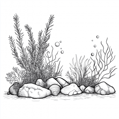 Line Drawing of Sea Floor