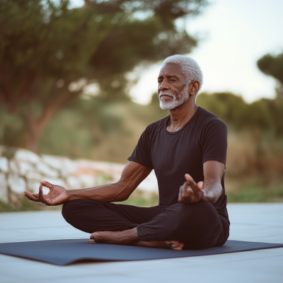 Older Man Sitting Crossed Legged