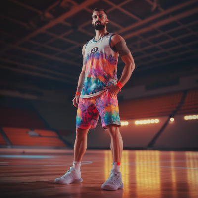 Colorful Basketball Pose