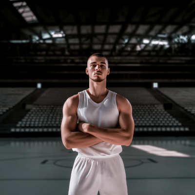 White Basketball Player with Ball