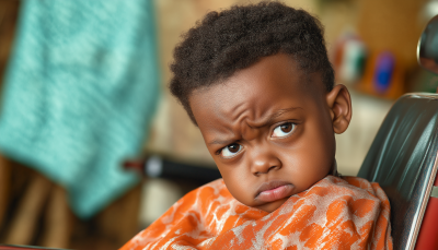 Unhappy Child at Barber