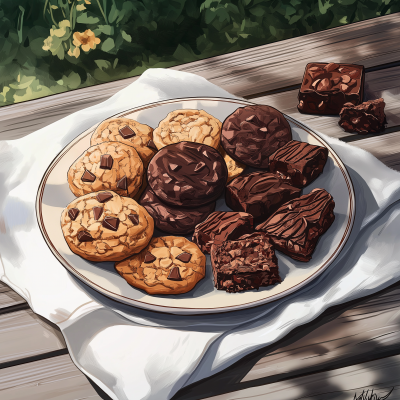 Homemade Cookies in Summer Garden