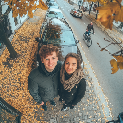 Happy Teen Couple Selfie