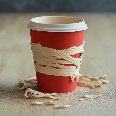 Red Coffee Cup with Bandages