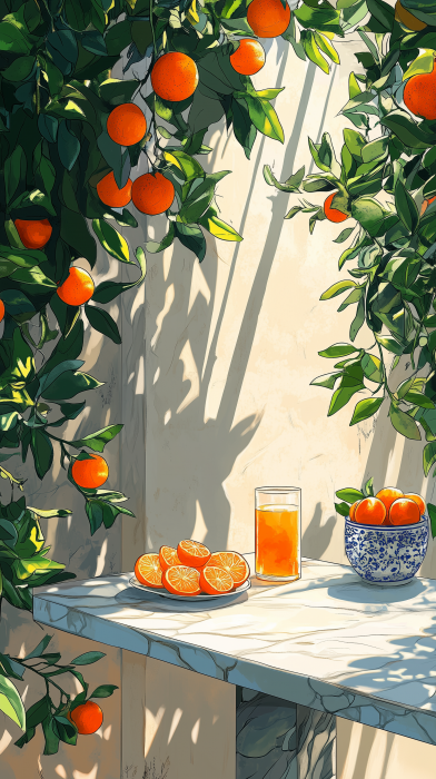 Sunny Terrace with Oranges