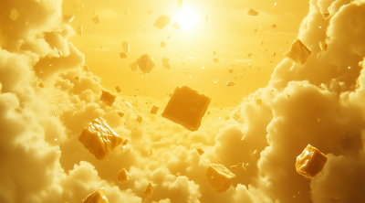 Golden Sky with Flying Cheese