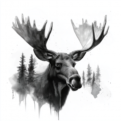 Moose Head Portrait