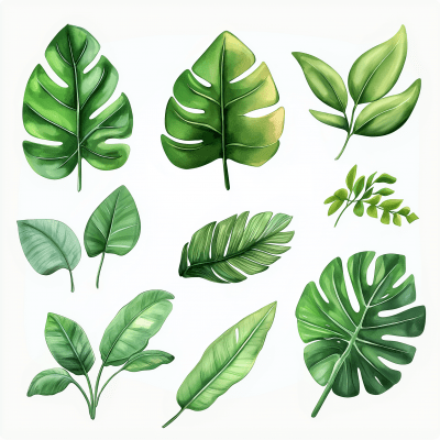 Watercolor Tropical Leaves