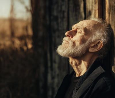 Relaxed Elderly Man Outdoors