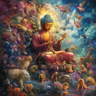 Meditating Colorful Buddha