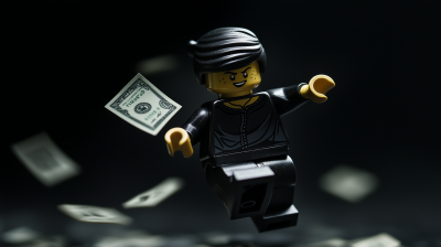 LEGO Figurine Chasing Money