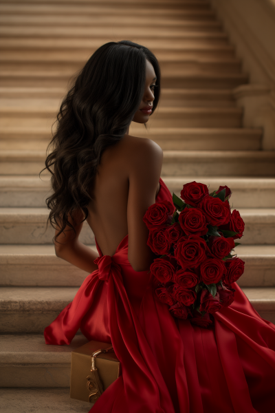 Elegant Woman on Stairs