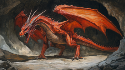 Evil Red Dragon in Stone Chamber