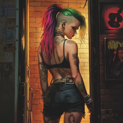 Punk Girl Exiting Club