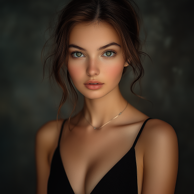 Young Model in Black Dress