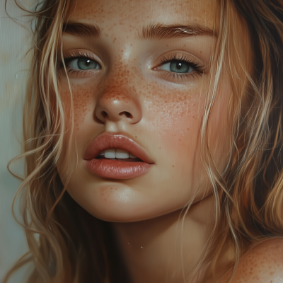 Realistic Oil Painting of a Young Girl