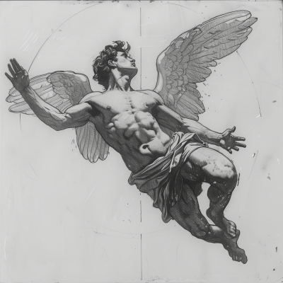 Falling Male Angel Sketch