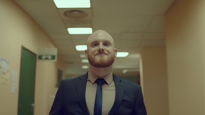 Inspired Bald Man in Suit