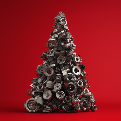 Christmas Tree Made of Car Parts