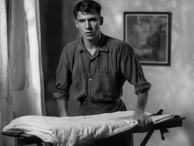 Young German Man Ironing