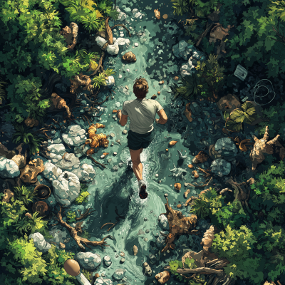 Aerial View of Marathon Runner