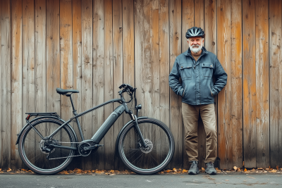 Old Man with Electric Bicycle