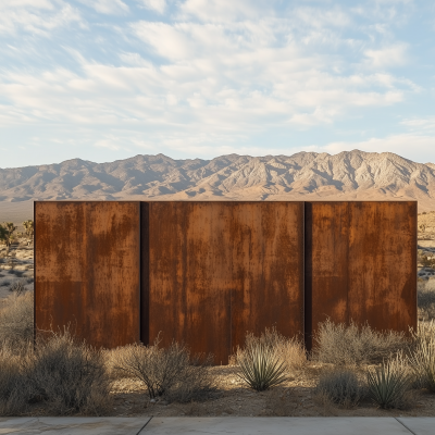 Corten Steel Panel with Joshua Tree View