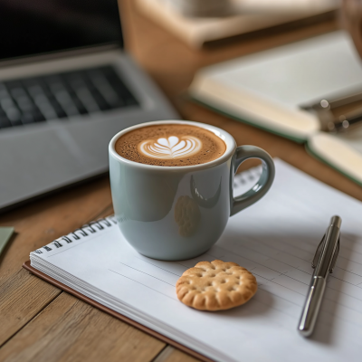 Coffee and Snack on Desk