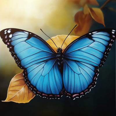 Blue Morpho Butterfly Illustration