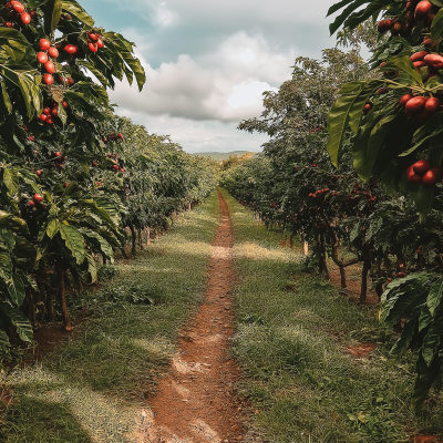 Coffee Plantation with Red Fruits