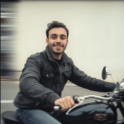 Man Riding Old Motorcycle
