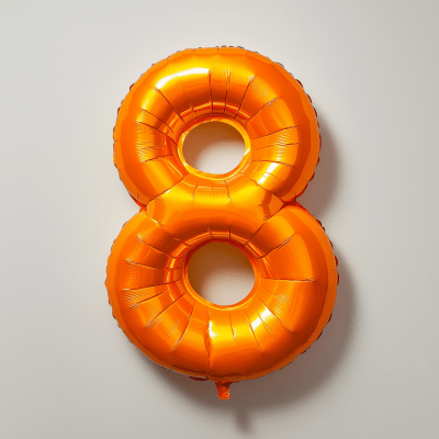 Orange Number 8 Balloon