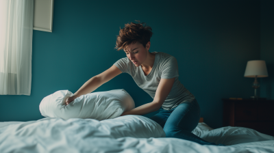 Woman Kneeling Over Bed