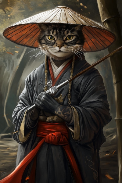 Samurai Cat Portrait