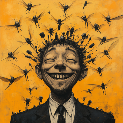 Evil Businessman with Tiny Devils